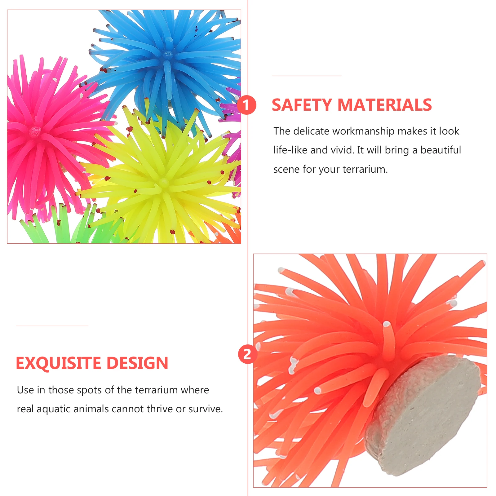 

6 pcs 7X7Cm Artificial Sea Urchin Terrarium Decor Aquarium Decoration Reptile Amphibian Nest Ornament Fish Tank