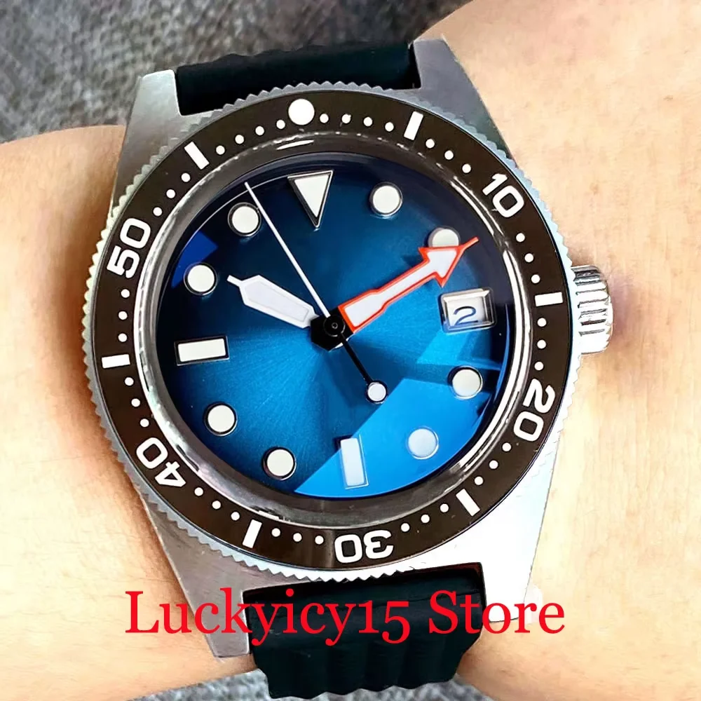 تخصيص 300 متر مقاوم للماء غواص 41 مللي متر NH35 التلقائي الرجال ساعة اليد السيراميك الحافة أمة الله الهاتفي AR طلاء قبة الياقوت الكريستال