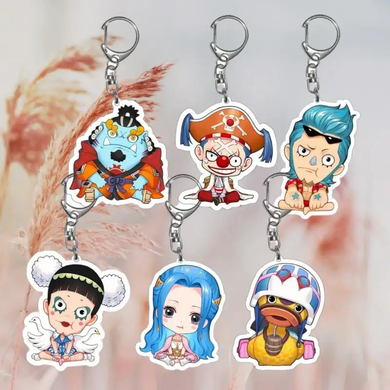 Chaveiro acrílico para uma peça jinbe buggy franky mr. 2 bon kurei nefeltari vivi karoo chibi versão saco decoração pingente