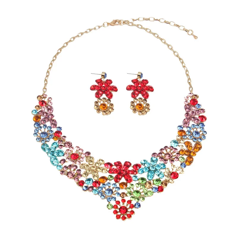 Waterdrop flower necklace and earrings set. High-quality waterproof jewelry. Gift for your wife.