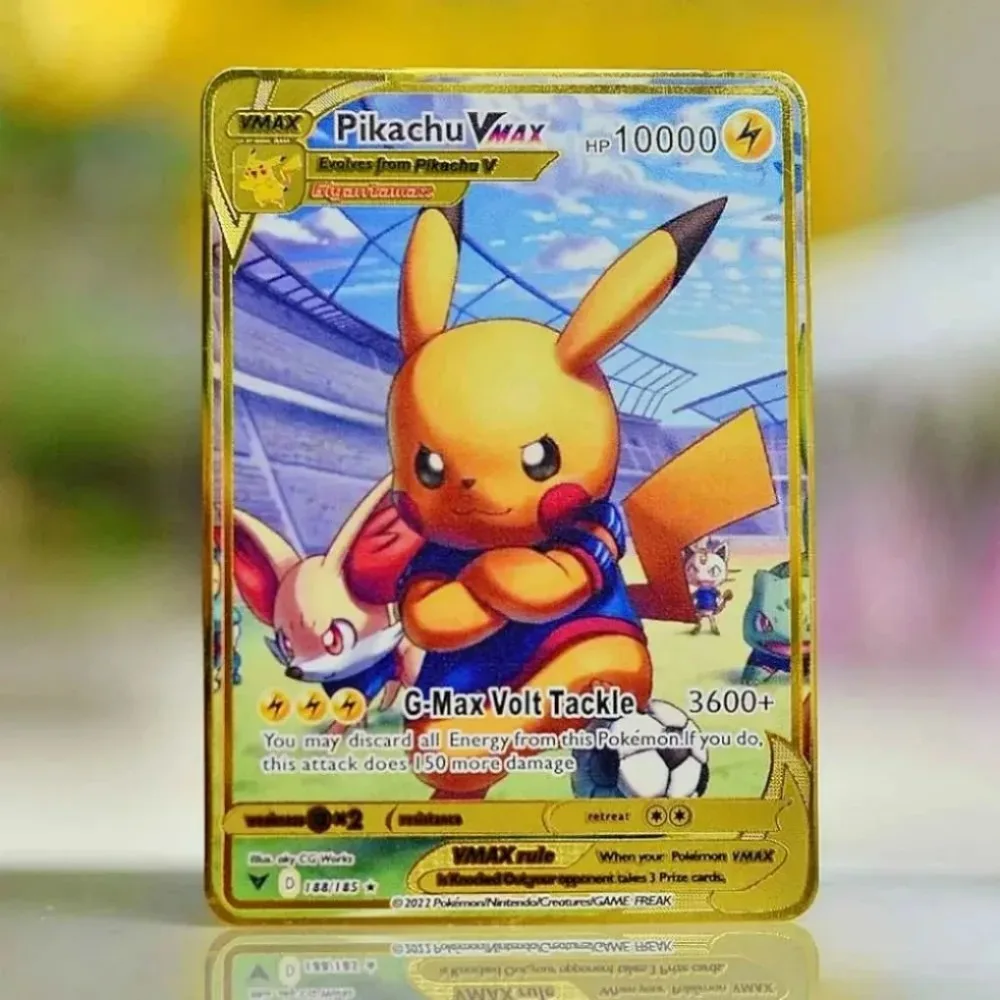 

Pokemon Cards Gold Pokémon Metal Card Tcg Pikachu Vmax Charizard Gx Gengar Vaporeon Vstar Mario Anime Board Games Kids Toys Gift