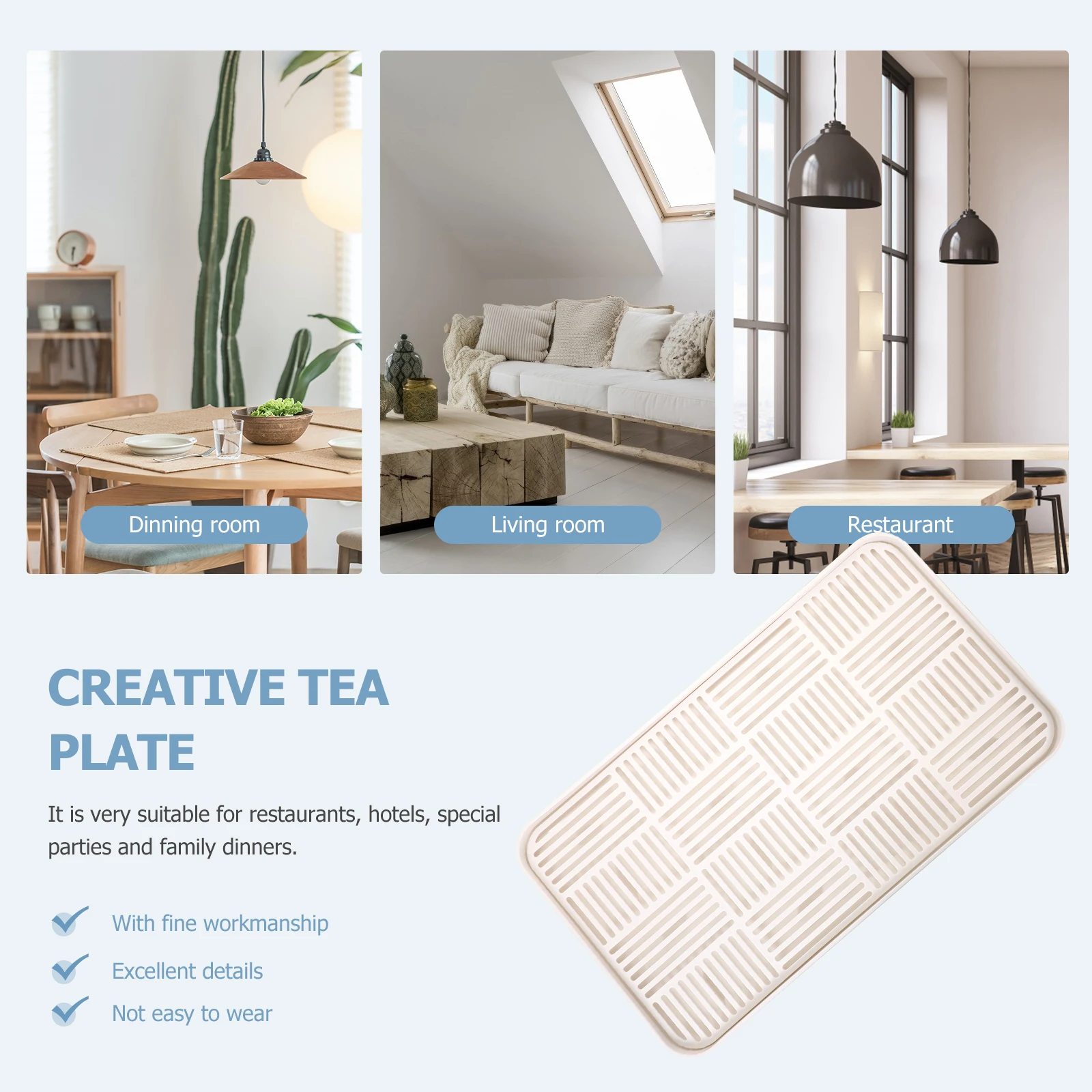 

Double-Layer Drain Plate Multi-Function Tea Set Tray Non-Skid Fruit Holder Home Desktop Plastic Draining Serving Tray