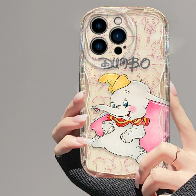 Dumbo Cartoon Love Phone case For Apple iPhone 15 14 13 12 11 Pro X XR XS Max Plus 8 7 Plus SE Wave Oil Cover