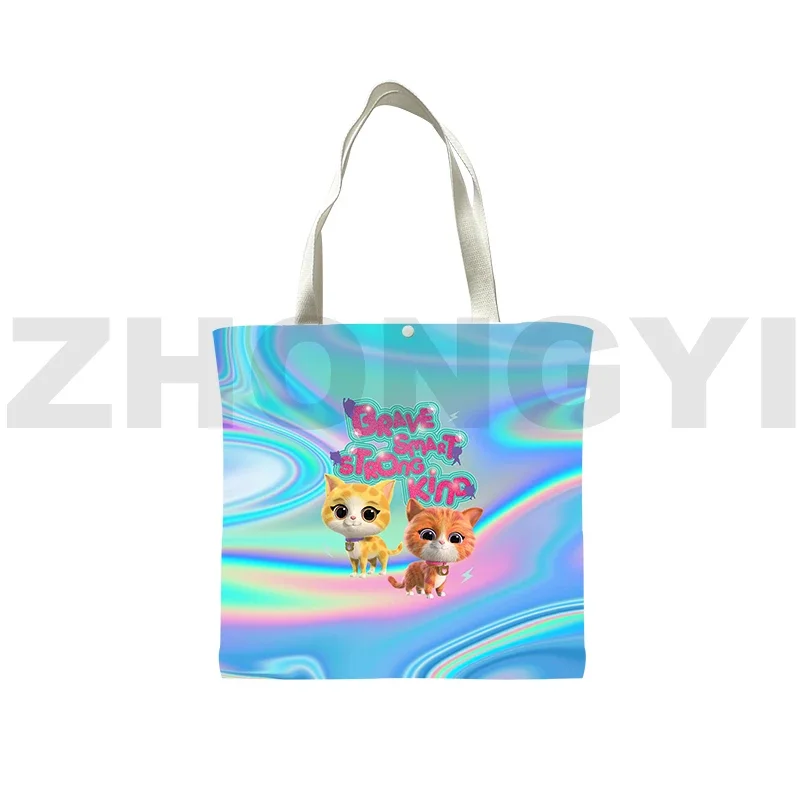 Cute SuperKitties 3D Shoulder Bag Hand Bags for Women Tote Bag Anime Canvas Bag Clutch Purse SuperKitties Cartoon Shopping Bags