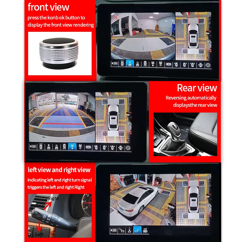 T5 360 Panoramic Camera System HD Night vision Bird\'s eye view around monitoring visual images 5D Fisheye 180 degree 360 car cam