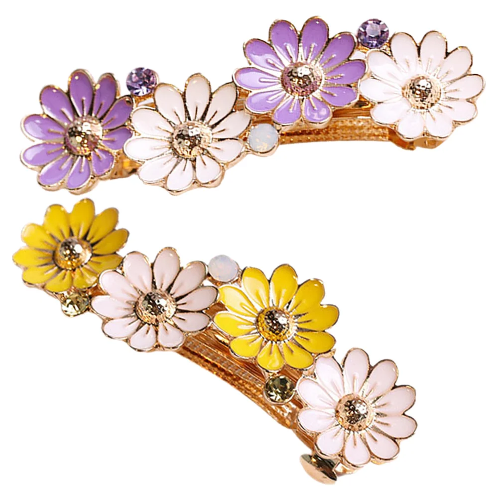 2 قطعة مقاطع الشعر الملونة زهرة تصميم المرأة دبابيس الشعر بسيطة رائعة لحفل الزفاف عيد ميلاد المواعدة حفلة موسيقية اكسسوارات الديكور