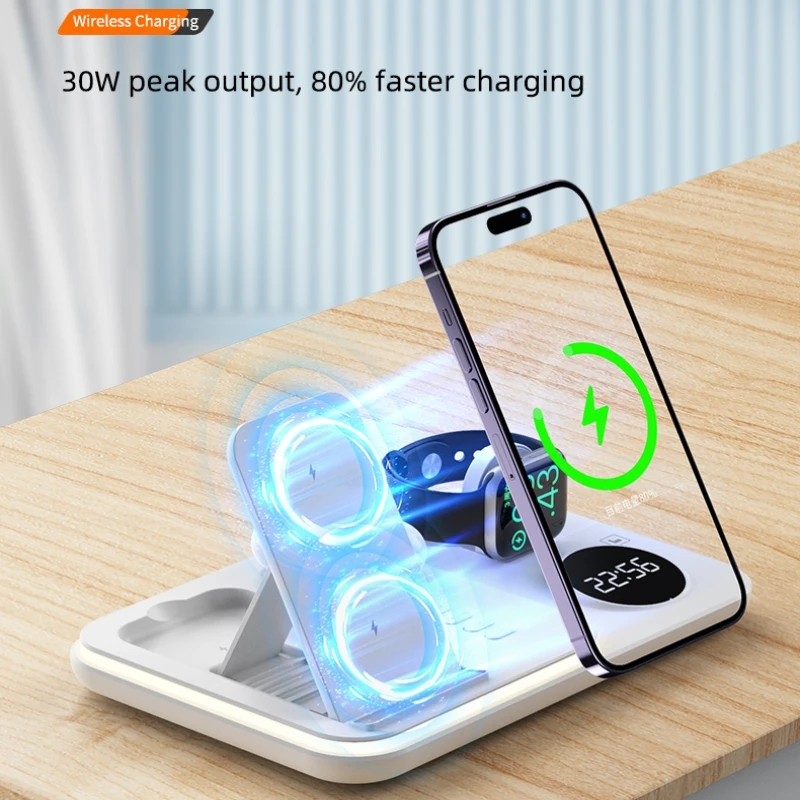 5 in 1 Wireless Charger For Apple Watch iPhone Fast Charging Dock Station For Samsung Galaxy Phones Galaxy Watch 6 5 4 Classic