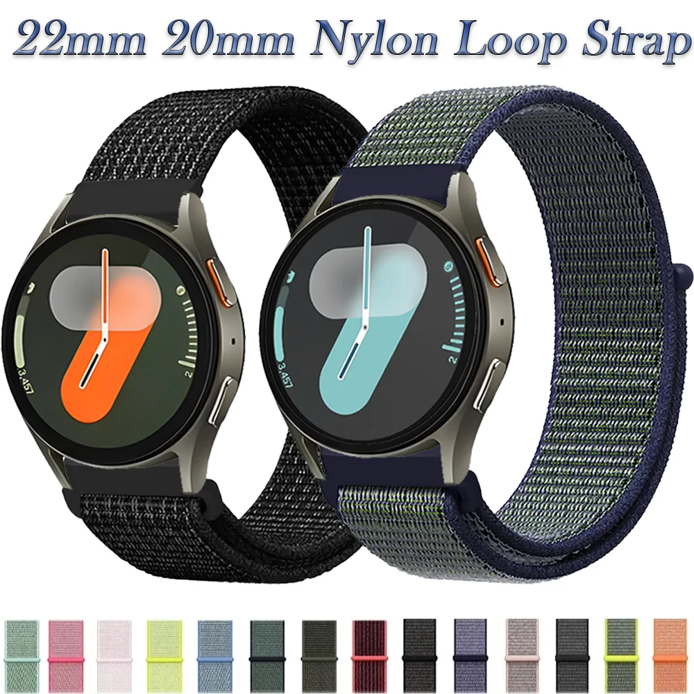 22 ミリメートル 20 ミリメートルナイロンループストラップ Samsung Galaxy Watch Classic/7/6/5/4/Amazfit GTS/GTR リストバンドブレスレット Huawei Watch 5/GT5-4 Pro 用