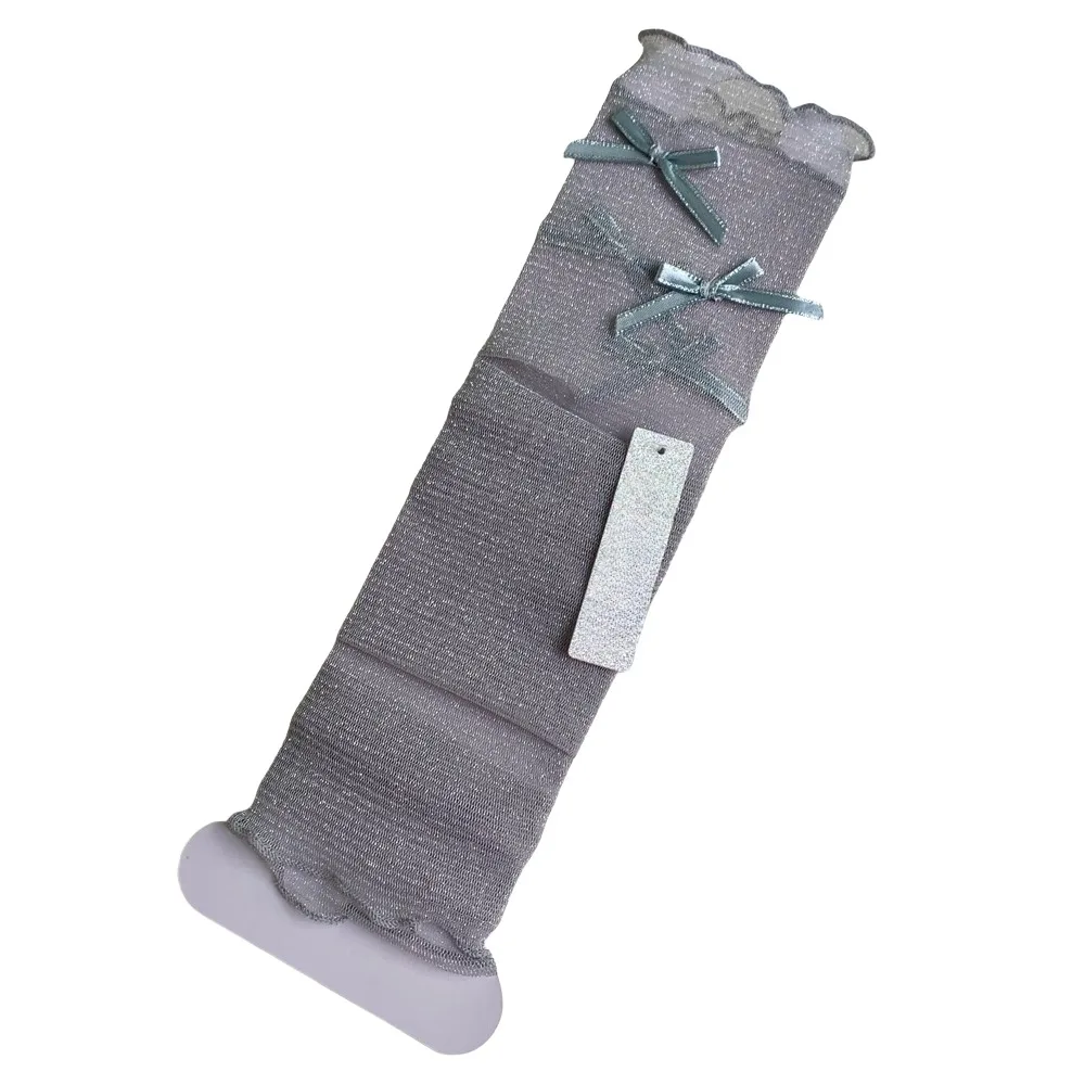 

Fashion Sweet JK Calf Long Socks Transparent Ballet Style Mid Calf Stockings Bowknot Shiny Knee High Ruffle Socks Women
