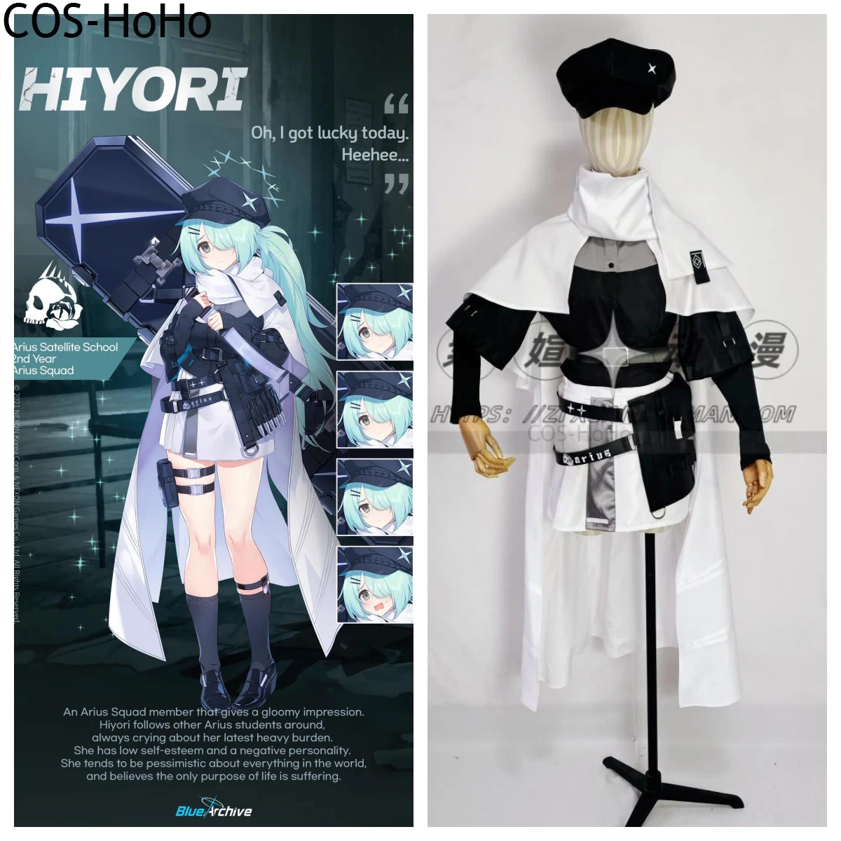 

COS-HoHo Blue Archive Hiyori Game Suit Lovely Dress Uniform Cosplay Costume Halloween Carnival Party Role Play Outfit Any Size