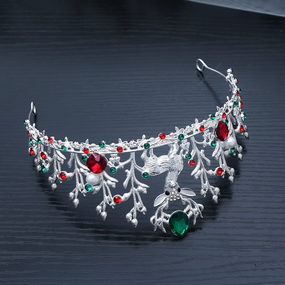 1 pezzo di tiara natalizia con fiocchi di neve, pietre preziose, corona per capelli, intricato design festivo, perfetto per feste natalizie, cosplay, glamour reale