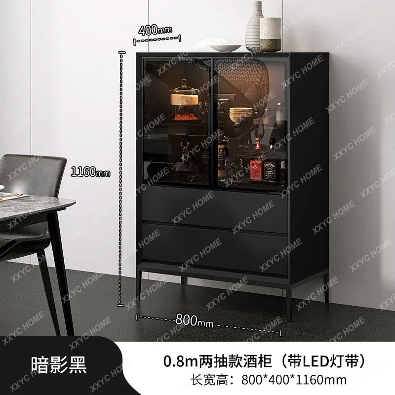 AAItalian Minimalist Multi-functional Paint Against The Wall Solid Wood Living Room Tea And Meal Side High And Low Side Cabinet