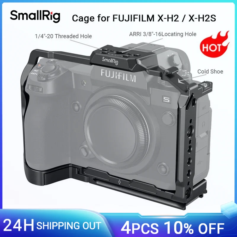 SmallRig Camera Cage for FUJIFILM X-H2 / X-H2S Aluminum Alloy Video Making Camera Rig with NATO Rails Quick Release Plate -3934