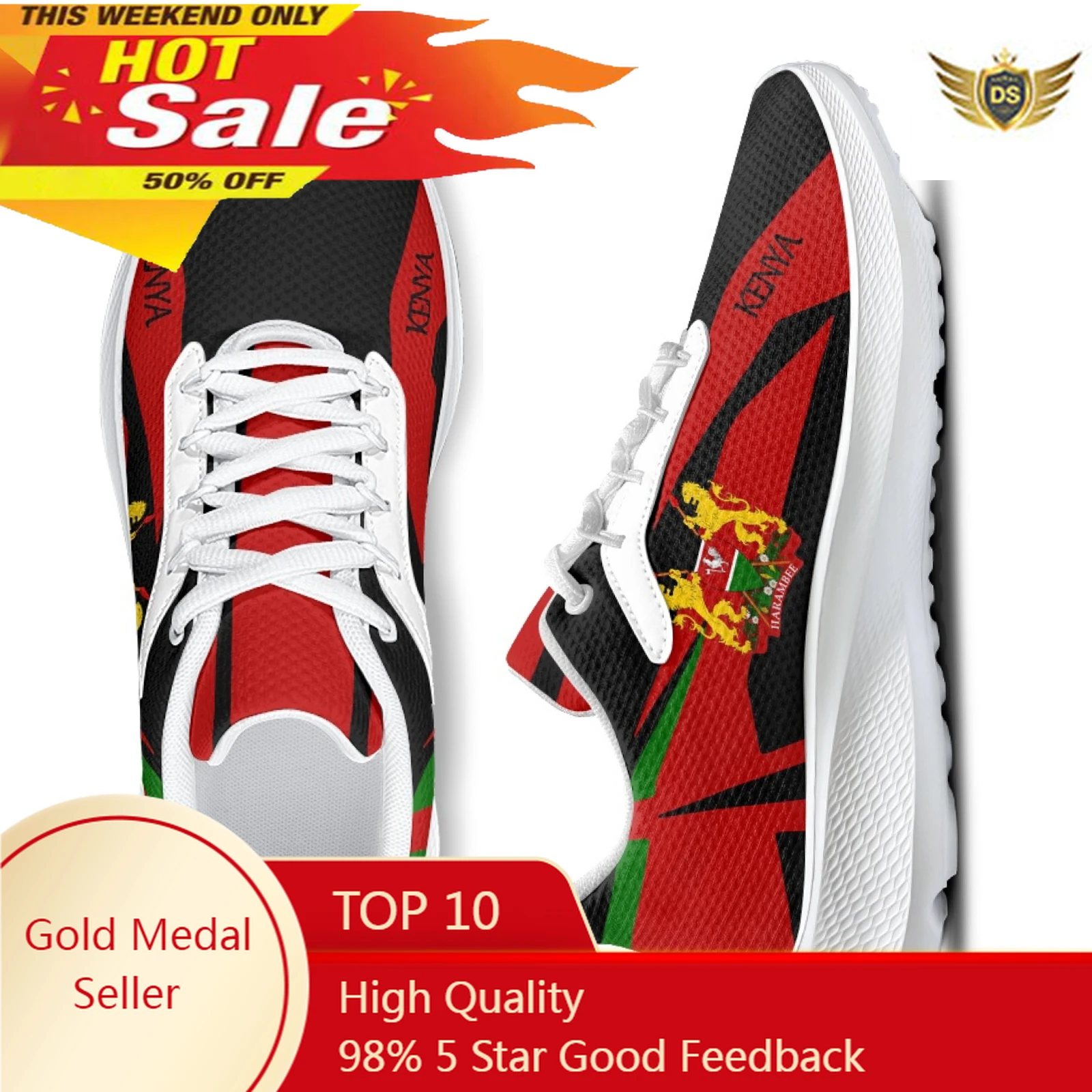 Kenya Vlag Sneakers Lichtgewicht Veters Comfortabele Zomer Casual Sneakers Witte Veters Tennisschoenen Schoenen