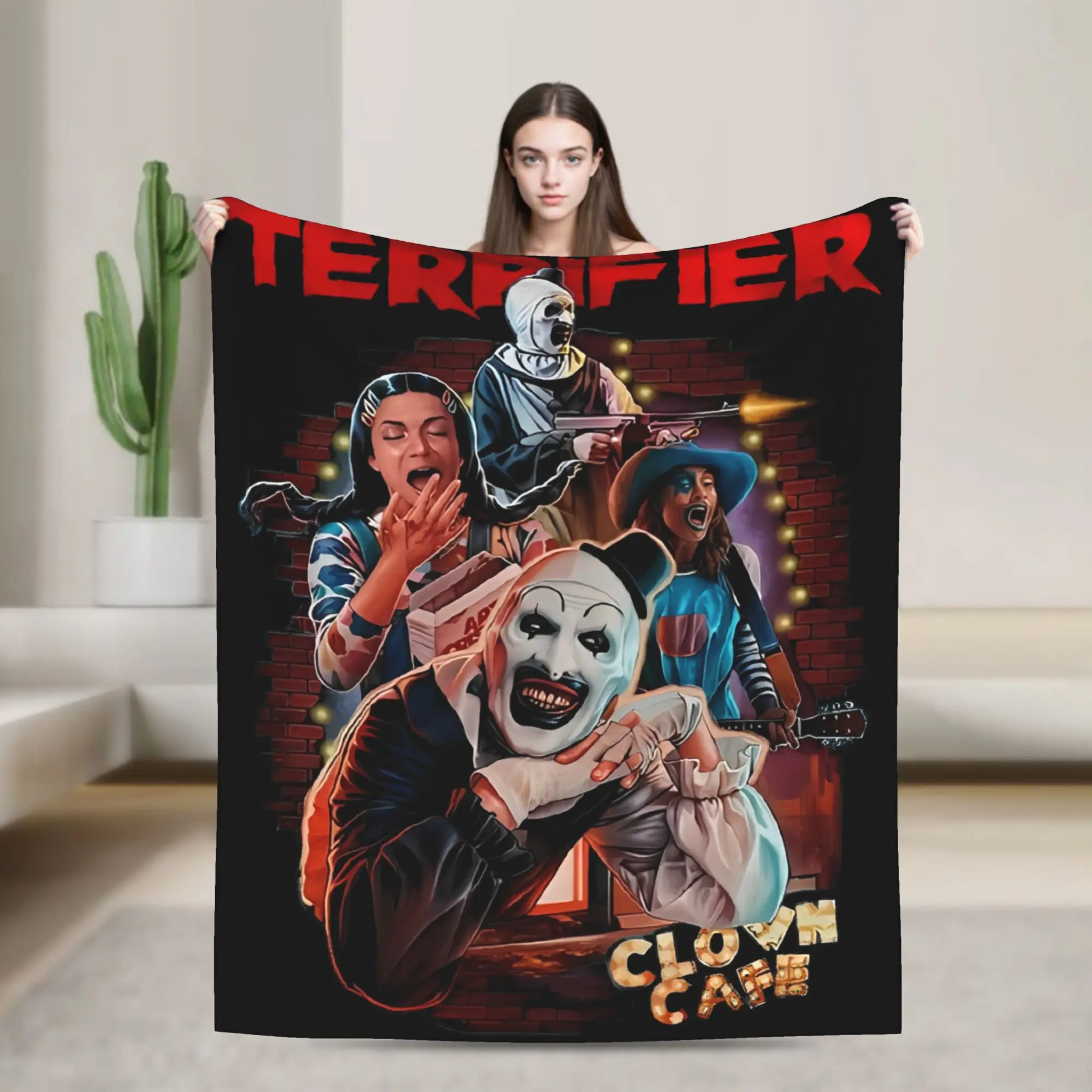 Terrifier Killer Santa Clown Blanket Velvet Halloween  Multifunction Lightweight Throw Blanket for Bed Outdoor Plush Thin Quilt