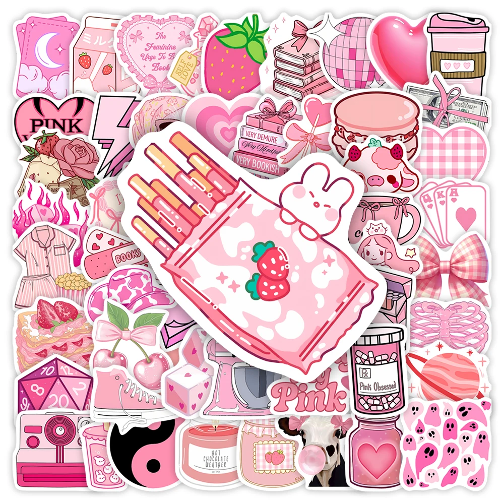 Schöne rosa Sachen Aufkleber DIY Spielzeug Geschenk wasserdicht Graffiti Aufkleber für Scrapbook Junk Journals Laptop Telefon Gepäck dekorativ