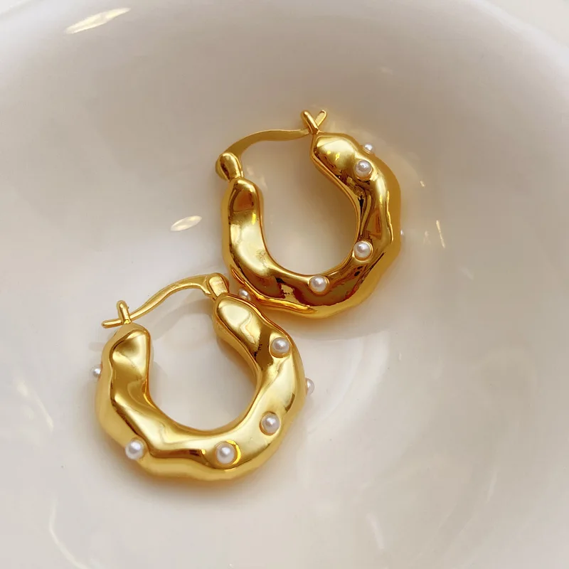 Fashion Jewelry European and American Design Gold Color Metal Hoop Earrings For Women Wedding Gifts Simply Design Accessories