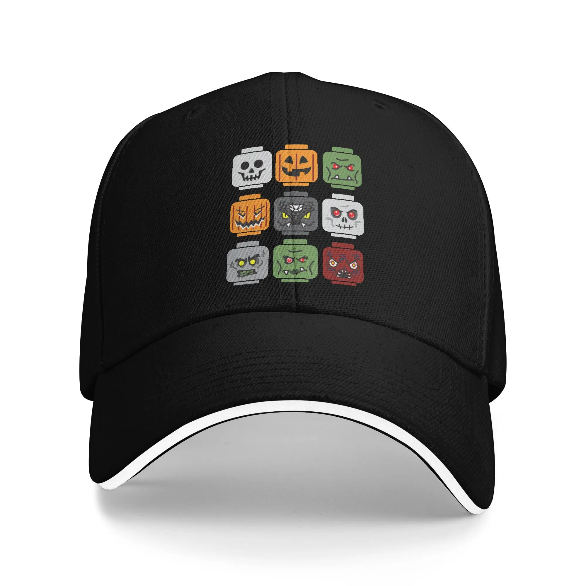 Spring Halloween Building Brick Head Pumpkin Ghost Zombie Friends Baseball Cap Kpop Rock Sun Trucker Hat Women Men Baseball Caps