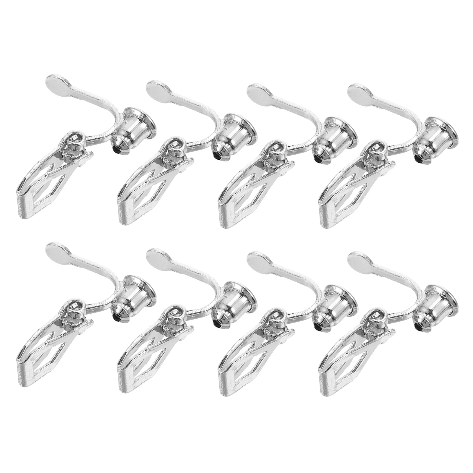 8 Pcs Triangle Earring Findings Clip on Adapter Non Pierced Supplies Women Clear White Gold Plated Earrings