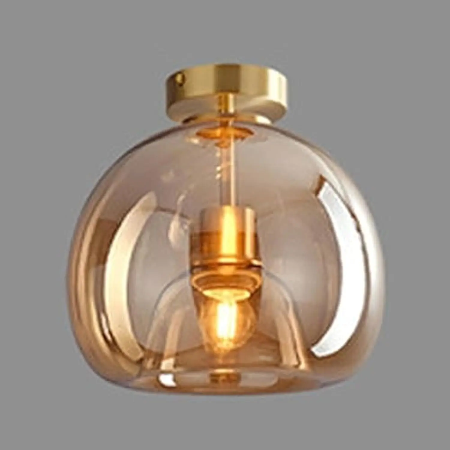 

Scandinavian Mid Century Corridor Globe Semi Flush Mount Ceiling Light Fixture Amber Smoke Grey Glass Ceiling Lighting Simple Mini Ce