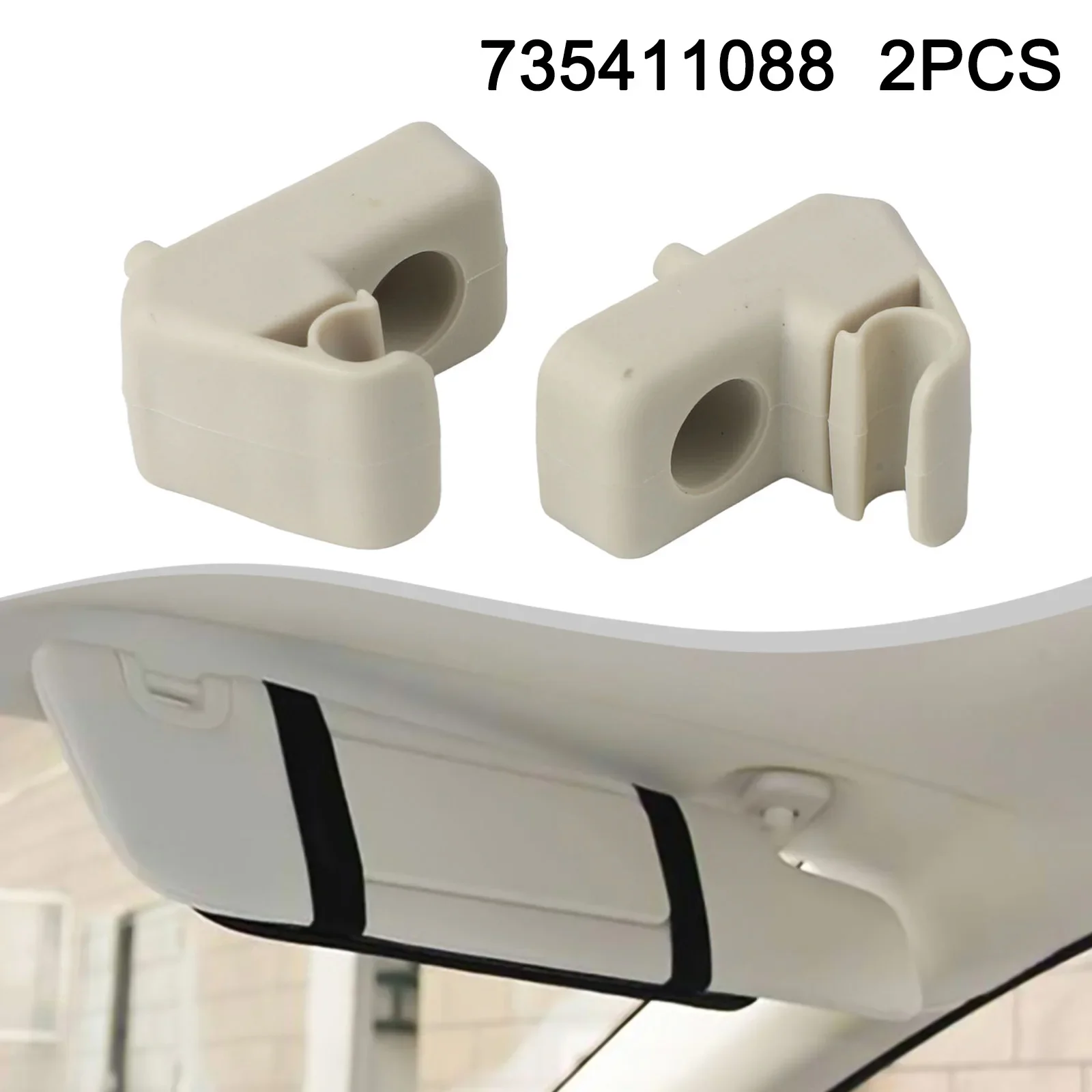 2Pcs Sun Visor Bracket Mount For Fiat Grande Punto 735411088 Beige ABS Replacement Part Direct Fit Car Interior Accessory