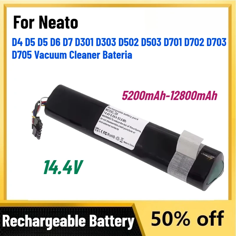 

In Stock 14.4V 5200mAh-12800mAh Battery for Neato D4 D5 D5 D6 D7 D301 D303 D502 D503 D701 D702 D703 D705 Vacuum Cleaner Bateria