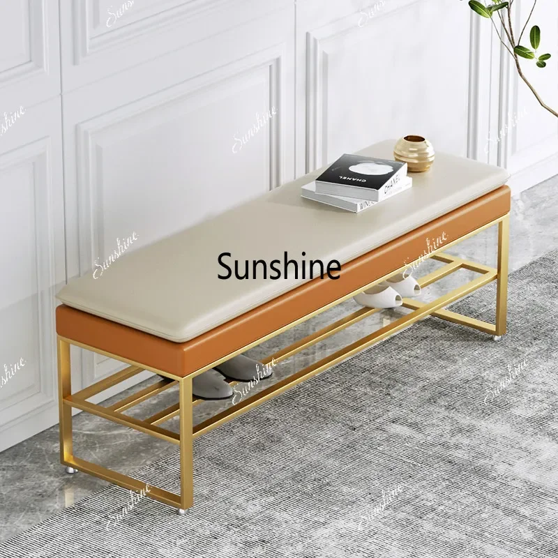 YLight luxury shoe change stool household door entry can sit shoe rack integrated door strip