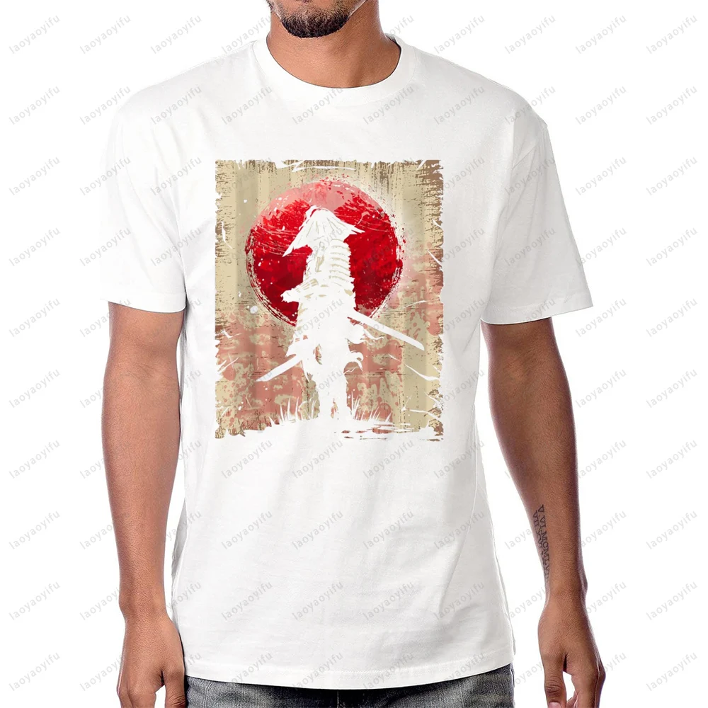 

Japanese Art Samurai Vintage Fighter Bushido Design Graphic Printed T-Shirt Casual Fashion Loose Streetwear Harajuku Man Tshirt
