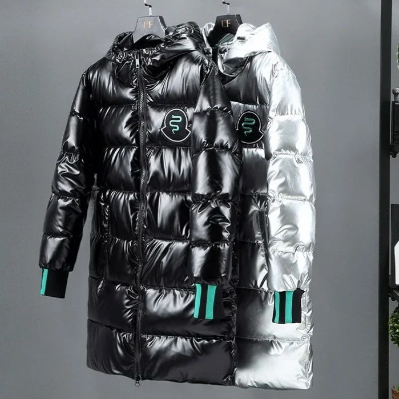  معطف مملوء بالأسفل يسمح بالتهوية للرجال مقاوم للماء وسطح لامع ملابس شتوية كورية عصرية مع خياطة معززة #1
