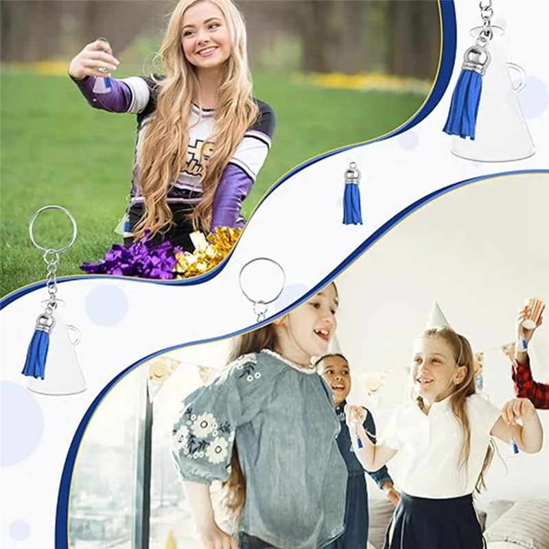 AK51-Cheer Megaphone Key Chains With Tassel, For DIY Crafting Project Graduation Gift
