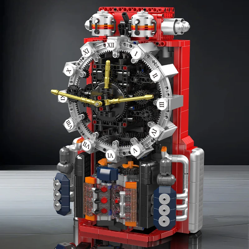 Molde rei 10187 relógio técnico brinquedos o motor motorizado relógio bloco de construção montagem modelo tijolo crianças presente natal