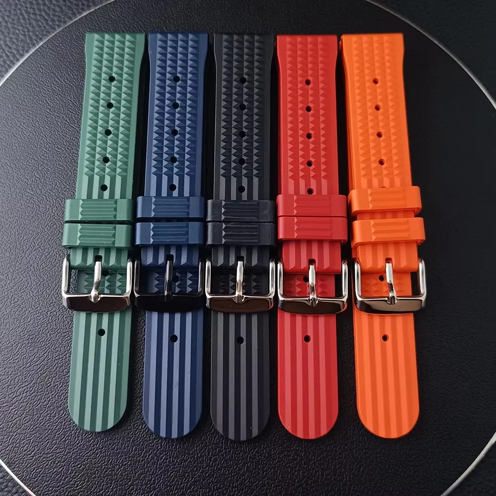 Matching 20/22mm black/orange strap Men's watches quality rubber strap accessories watch parts Luxury Brand watch bands