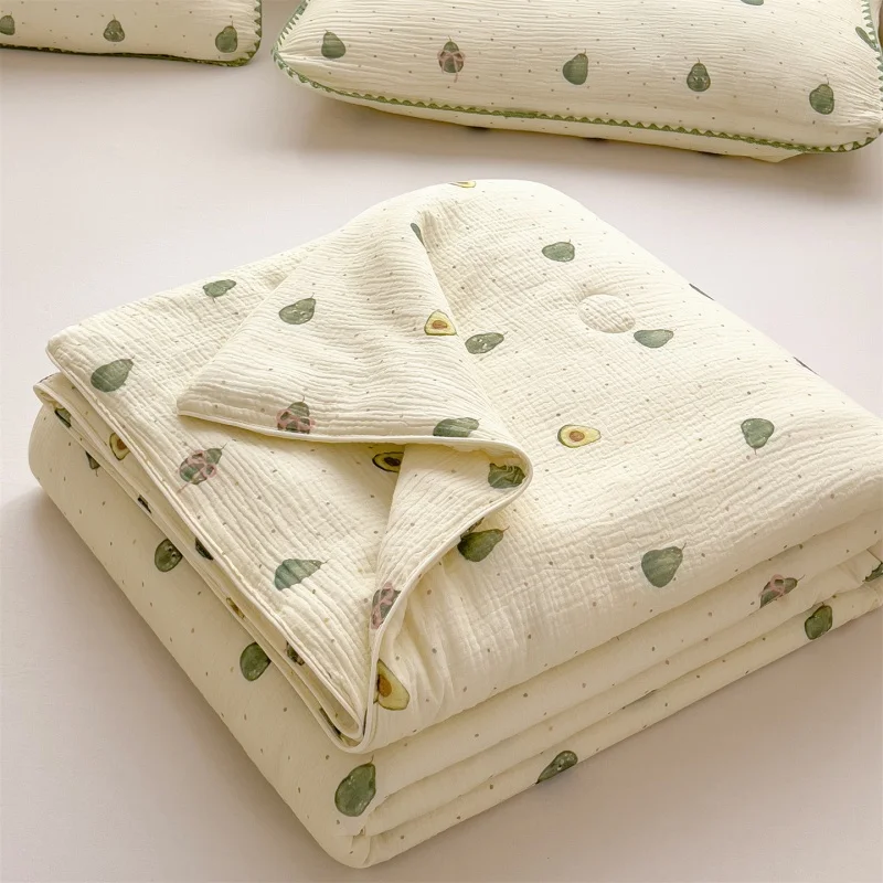 

1 шт. Летнее одеяло из чистого хлопка А-образного типа с принтом цветов авокадо, легкое одеяло-плед для кондиционированных помещений, для взрослых и детей, дропшиппинг