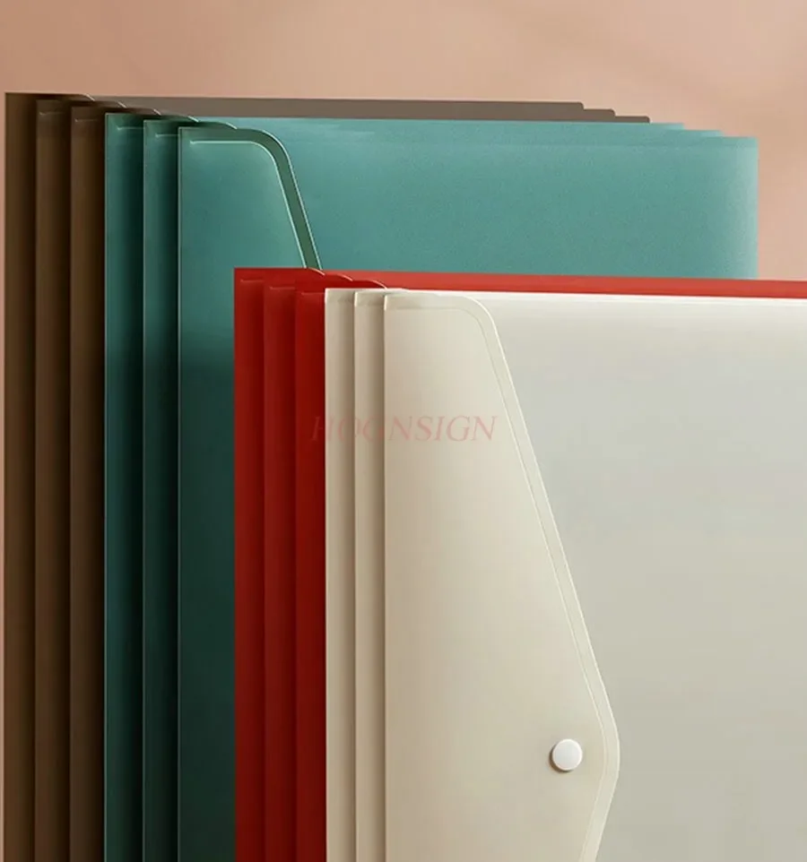 12pcs A4 large capacity buckle file bag, student test paper storage bag, thickened plastic material bag, folder