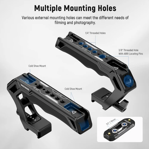 Imagen 2 del producto NEEWER mango superior y Kit de riel NATO, agarre de silicona cómodo con abrazadera NATO de liberación rápida, empuñadura para jaula de cámara Dslr, plataforma de Video