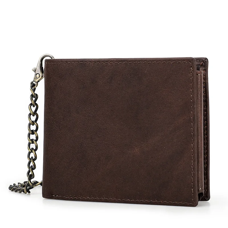 New Fashionable British Style Crazy Horse Cowhide Anti Theft Brush Multi Card Men's Leather Wallet Coin Purse Holder Men Wallets