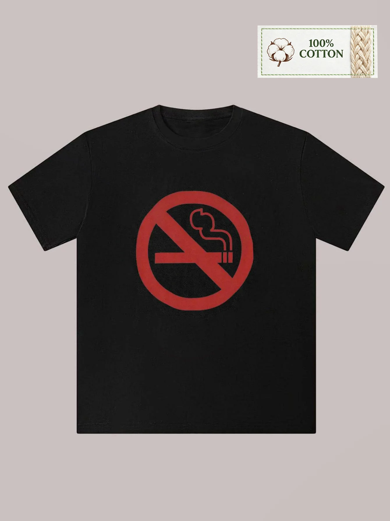 T-shirt ample pour hommes avec inscription « No Smoking » - Marcy No Smoking Print Streetwear, chemise à manches courtes, style Harajuku, col rond, décontracté