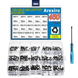 450pcs M2 M2.5 M3 Laptop Computer Screws Kit Set for SSD IBM HP Dell Lenovo Sony Toshiba Gateway Acer Hard Drive SATA, (15-Size)