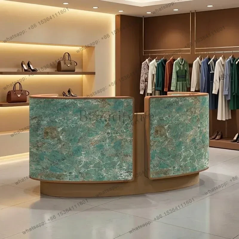 LSNordic High-end Beauty Salon Cashier Counter Modern Design Clothing Store Lacquered Arc Bar Medical Beauty Office Furniture FY