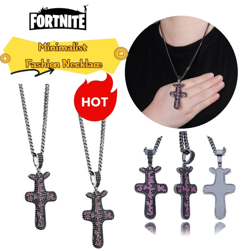 

New Fortnite high-value creative personality two-color necklace jewelry animation cartoon simple all-match boys and girls gift