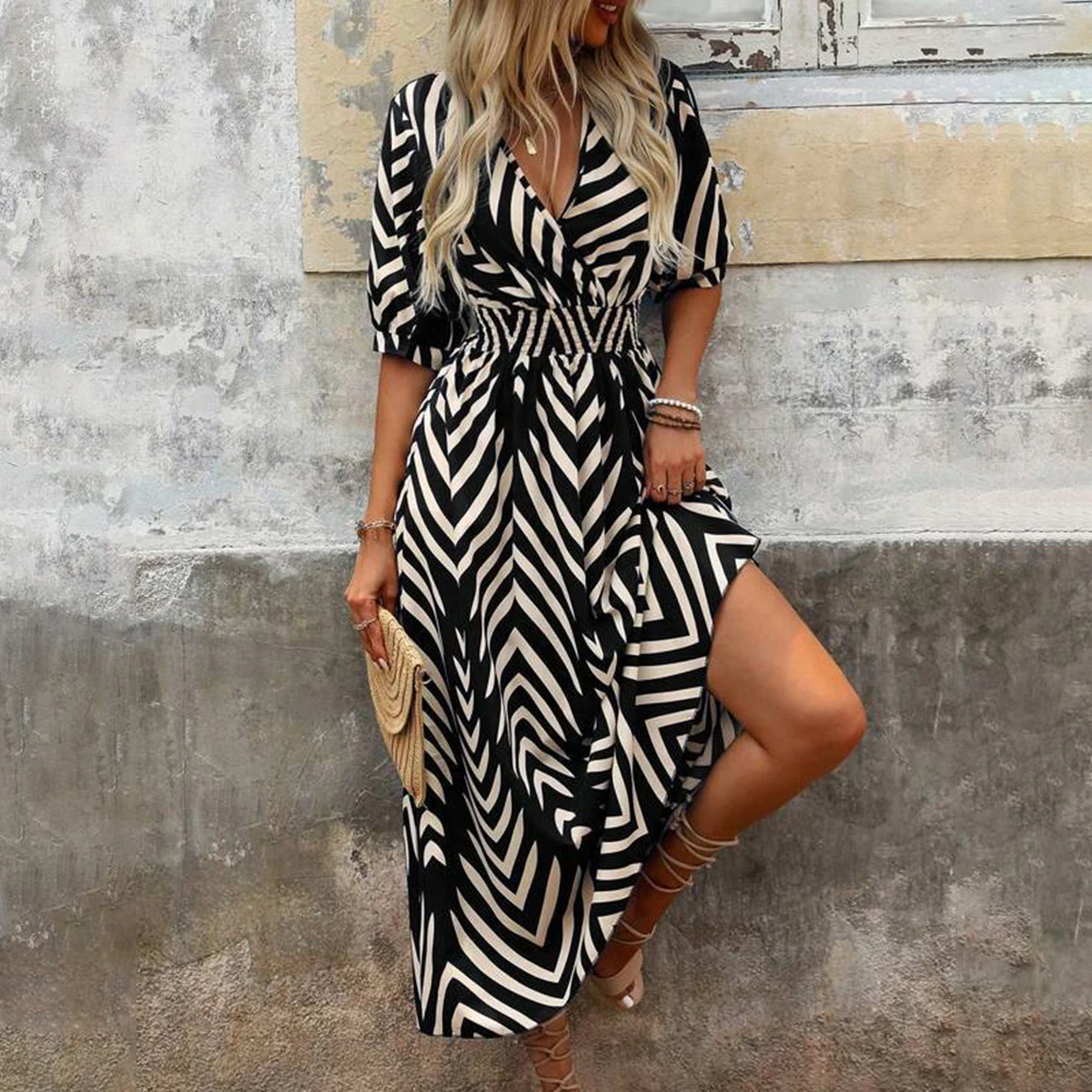 فستان نسائي طويل مقاس كبير 2025 فساتين بوهيمية للشاطئ صيفية ملابس نسائية كبيرة الحجم تنورة ماكسي أنيقة ومثيرة على الموضة الكورية #3