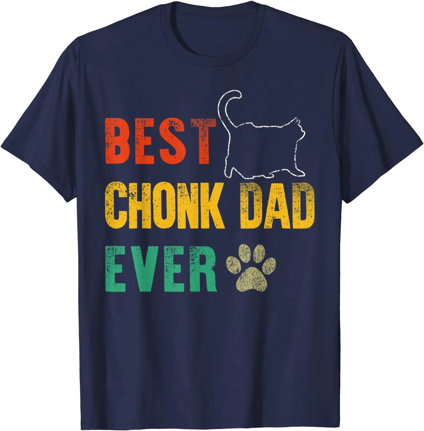 Mens Vintage Best Chonk Dad Ever Retro Cat Daddy Father's Day T-Shirt Unisex T-shirts for Men Women Summer Tees Cotton