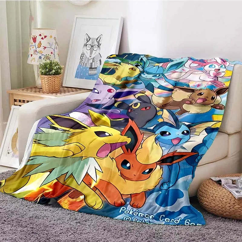 Cartoon Warm Soft pokemon Eevee coperta personalizzata Fluffy Sofa Plaid peluche copriletto inverno quattro stagioni coperta per divano letto