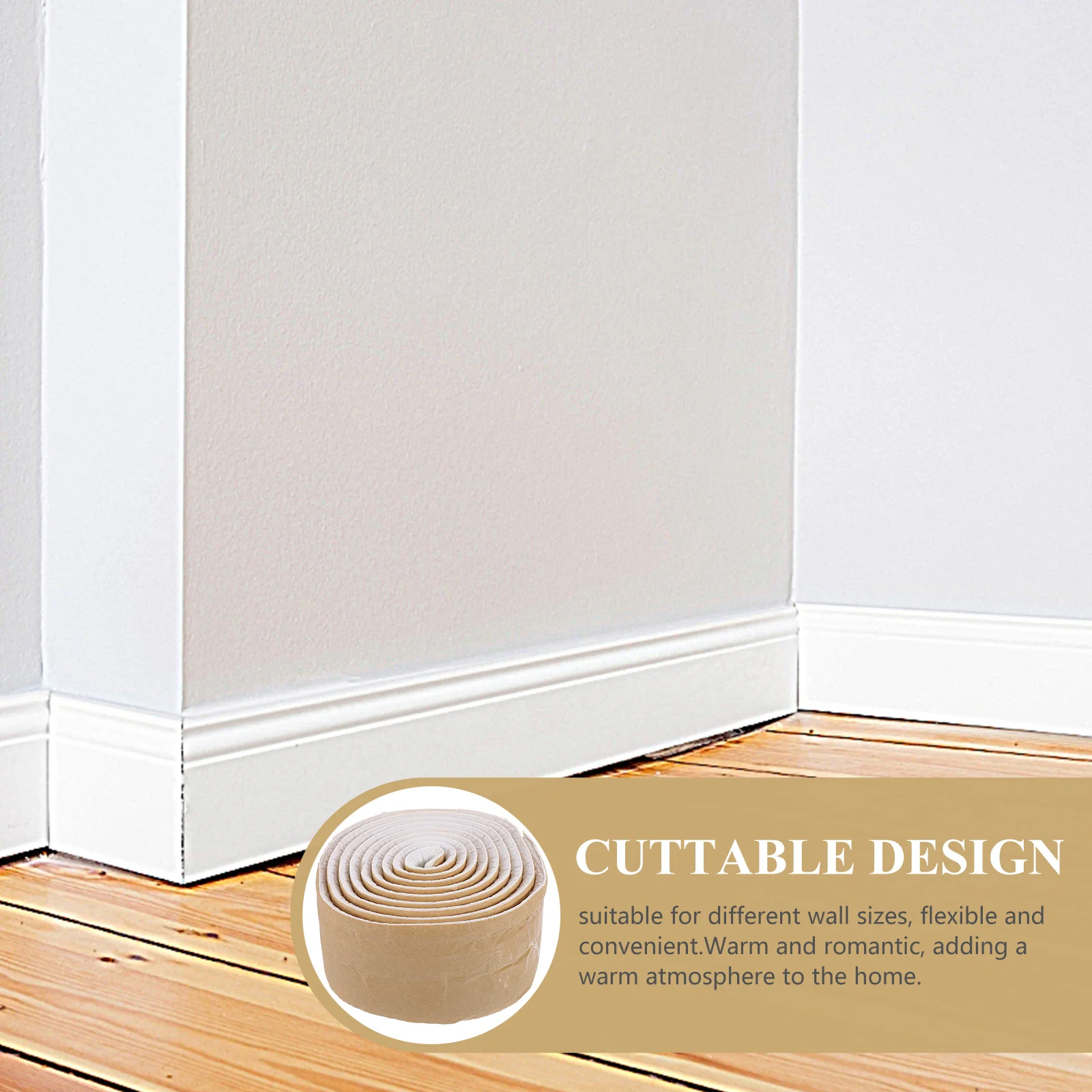 

1 Roll Self-Adhesive Wall Baseboard Trim Skirting Board Molding Sticker 2.3 Meters Peel Stick Floor Ceiling Corner Decorative