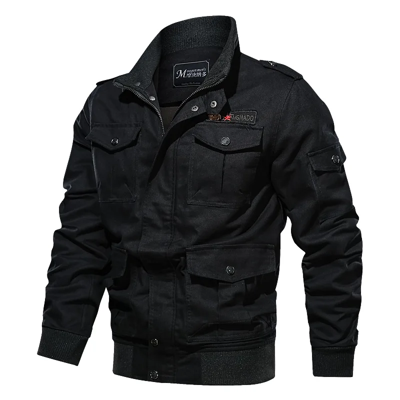 2024 Autumn and Winter Men\'s Casual Workwear Jacket, Multi-Pocket Large Size Military Washed Jacket, Flight Suit Coat