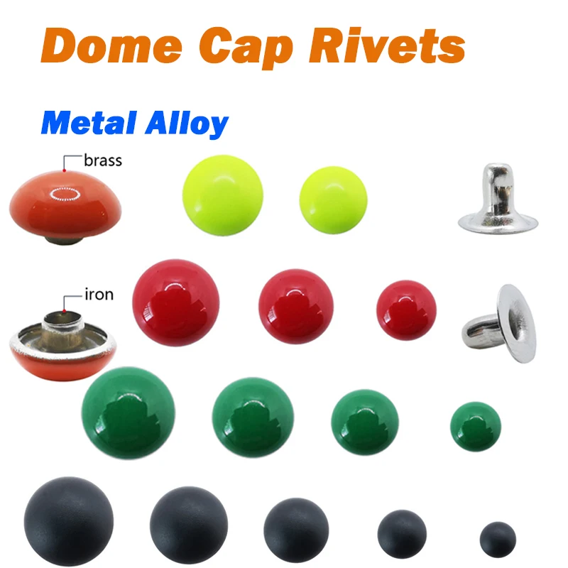 20Pcs Garment Rivets 5mm 6mm 7mm 8mm 9mm Dome Cap Rivets 4 Colors Coloured Domed Single Cap Rivets Studs Leather Sewing Crafts