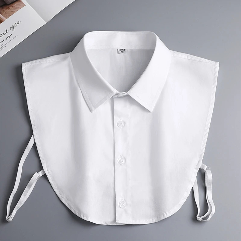 Mens Office 공식 분리형 Dickey Blouse 단순 솔리드 컬러 버튼 다운 False Collar Business 기본 레이어링 옷깃 하프 셔츠