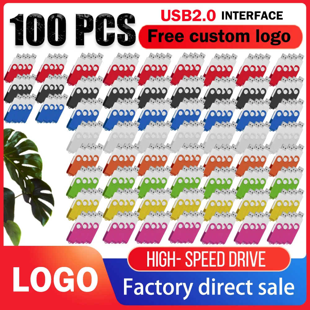 100PCS USB 2.0 Flash Drive Pendrive 1GB 2GB 4GB 8GB Pen Drive 16GB 32GB Memory Stick 64GB Creative Gifts Free Customized Logo