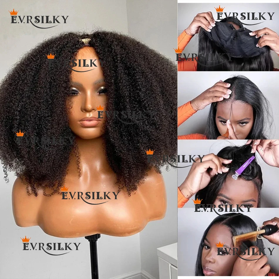 Popular U Part Natural Black kinky Curl 100% Real Hair Comfortable beautiful trend Easy to use, suitable for beginners