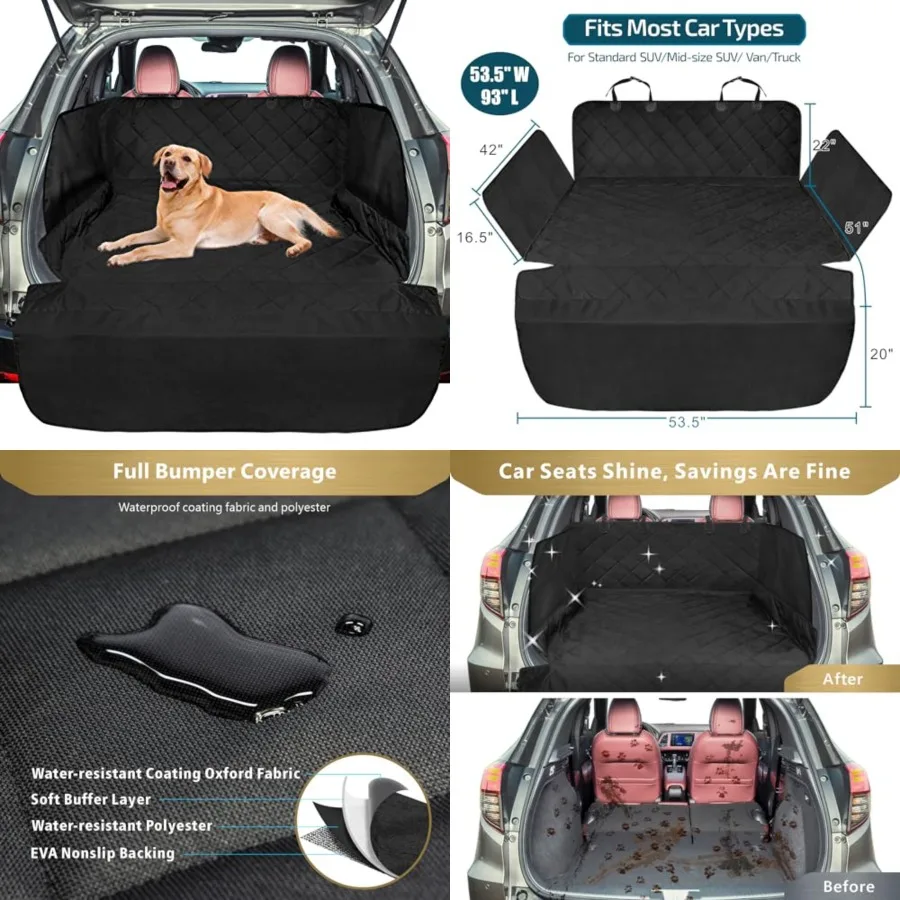 

SUV Cargo Liner for Dogs - Waterproof Pet Cargo Liner with Side Flaps, Comfort Dog Cargo Cover with Bumper Flap, Scratchproof N